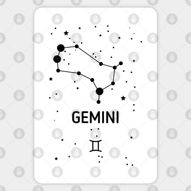 Gemini Zodiac Sign Constellation (Black Print) Sticker by The Cosmic Pharmacist